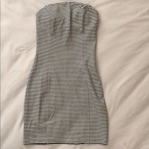 Club Monaco Strapless Striped Mini Dress
